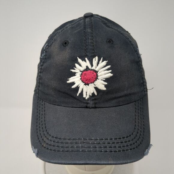 Daisy Flower Slideback Hat Blue One Size Adjustable Embroidered 6 Panel - Picture 2 of 8